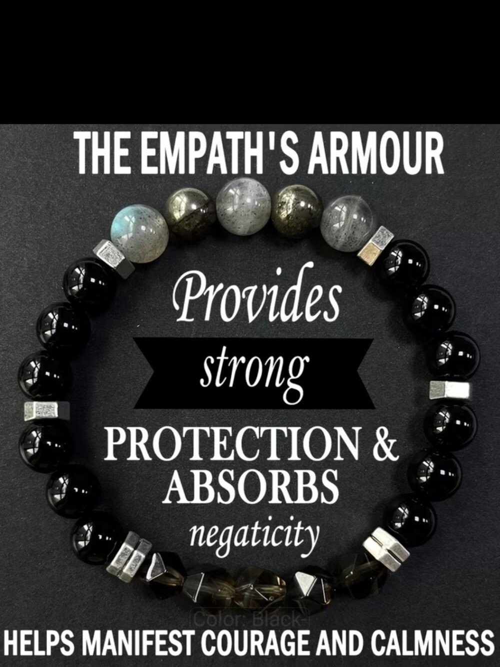 Labradorite, Pyrite, Obsidian-Protection Beaded Bracelet. Male Or Female.